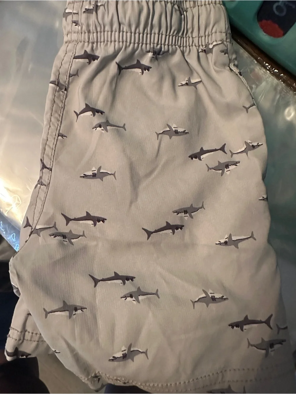 OshKosh B'gosh Light Grey Shark Print Swim Trunks